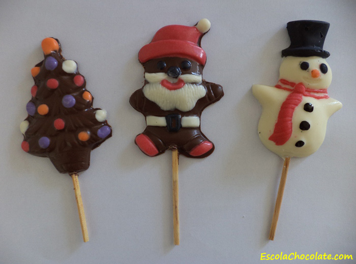 Pirulitos natalinos de chocolate