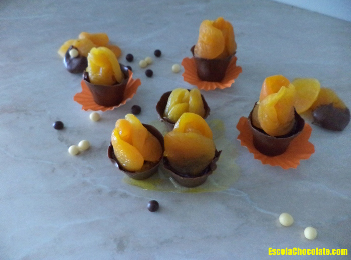 Como fazer um docinho fino facilmente – vasinho de chocolate com flor de damasco